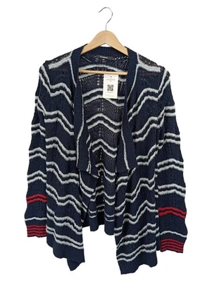 Desigual Gilet Femme Bleu Zigzag Coton Bohème (EU 34, INT XS) - Photo 1/4