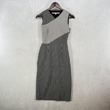 Rachel Rachel Roy Dress Womens 0 Black White Striped Sleeveless Sheath Cutout