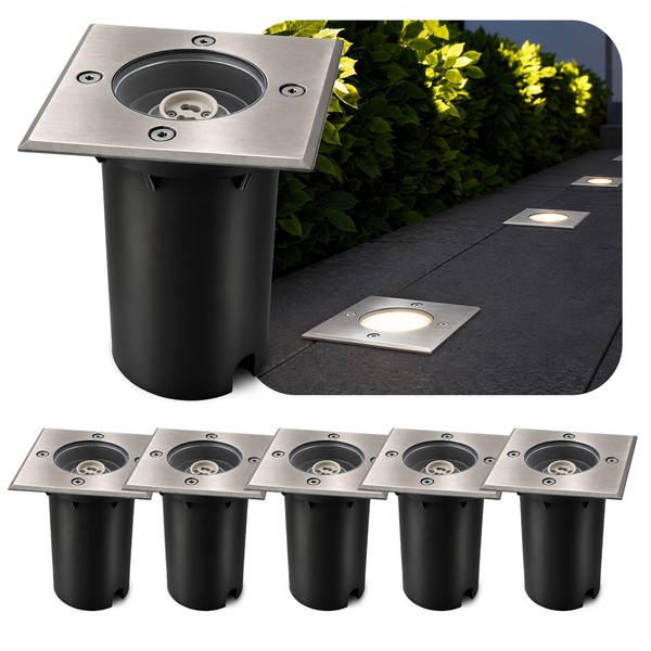 6X Kalpa Bodeneinbauleuchte Strahler FüR GU10 Lampe Silber IP67 AußEnlampe Spot-image
