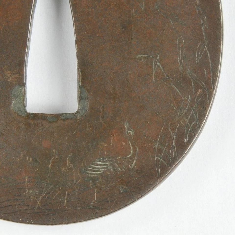 Antique Reeds w Duck Copper Tsuba Japanese Samurai Sword katana Sword from Japan - Image 4 of 4