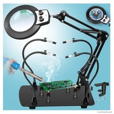 Helping Hands Soldering Station 10X Magnifying Glass with Light and LED Third
