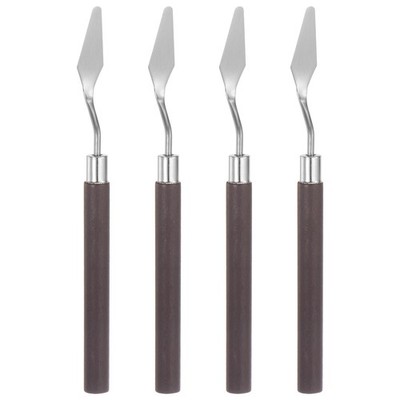 4pcs 12mm No.6 Painting Palette Knives Stainless Steel Spatula Red Wood Handle