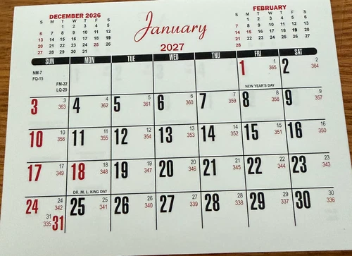 TEAR OFF 2027 CALENDAR MINI 6" x 4-1/2" CARD POCKET WALL OFFICE SCHOOL