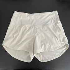 Lululemon Womens Speed Up High Rise Running Shorts Size 4 White Lined Zip Pocket