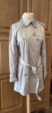 Norma Kamali Belted Trench, Light Gray, Size S 4-6 