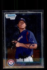Signed Baseball Card Auto Wilmer Font 2010 Bowman Chrome #BCP87 Texas Rangers