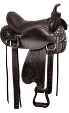 BLACK WESTERN SADDLE MADE WITH 100 REAL LEATHER, HAND CARVED, FREE SHIPPING.