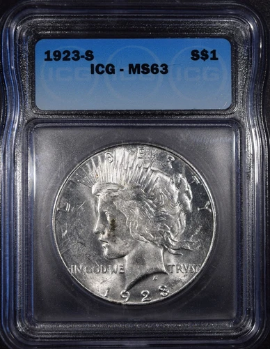 1923-S Peace Silver Dollar "ICG MS63" *Free S/H After 1st Item*