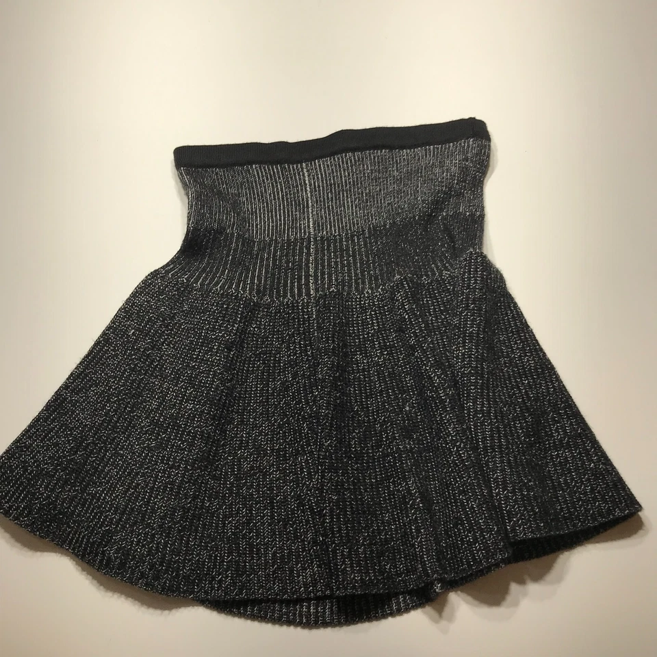 Falda Cynthia Rowley para mujer talla mediana negra blanca mezcla de lana tejida cintura alta Foto 2 de 4