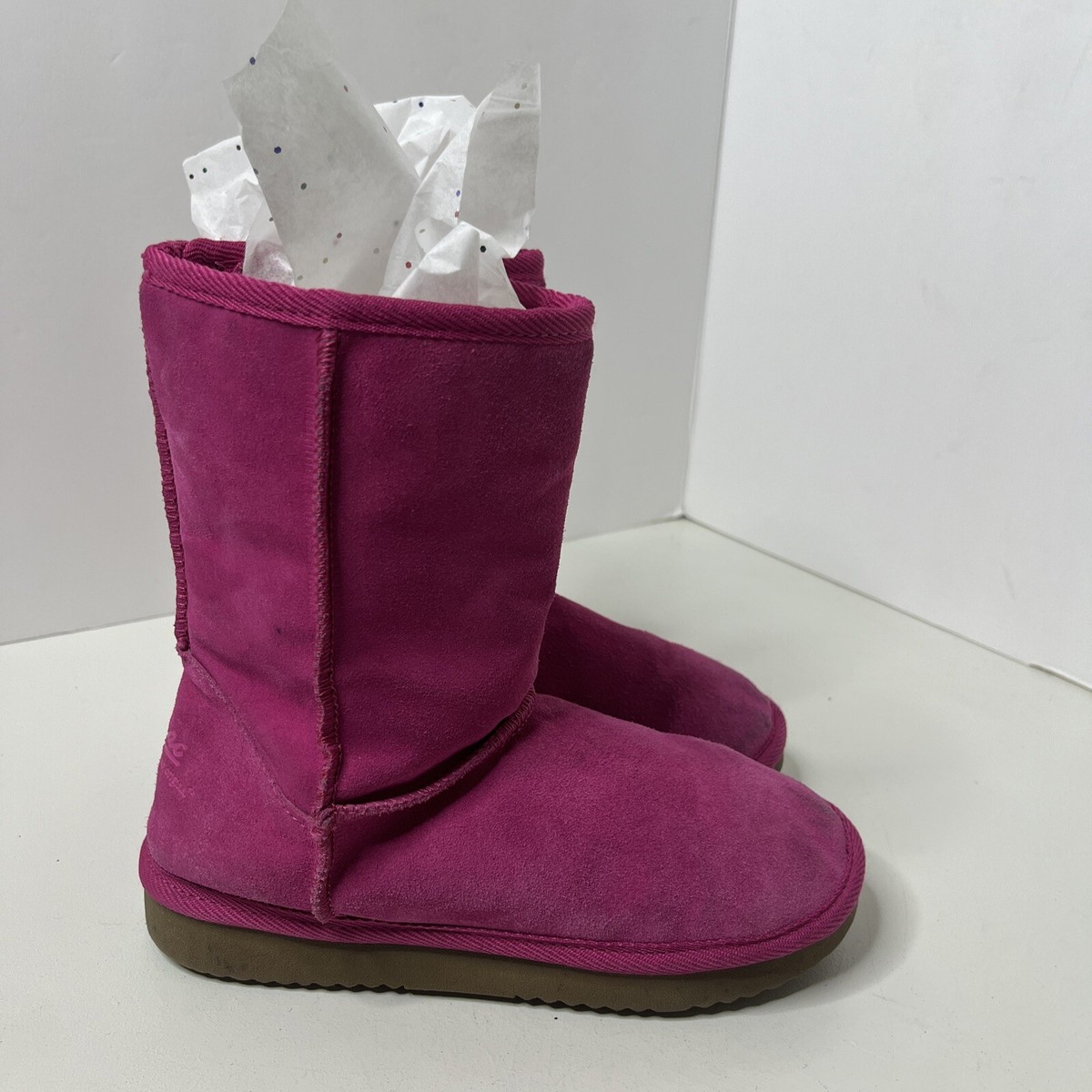 Zodiac American Original Sz 3 Shearling Short Boots Pink Suede 