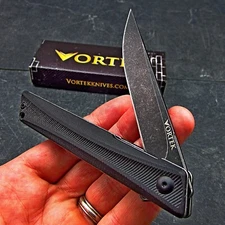 VORTEK BOOTLEGGER Black G10 Ball Bearing Flipper Blade Folding EDC Pocket Knife