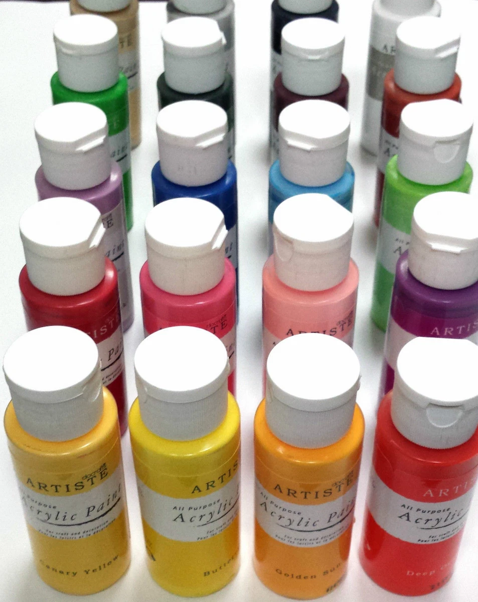 Docraft Artiste Craft Acrylic Paint Bottles 88 Colours. Matt Metallic or Pearl