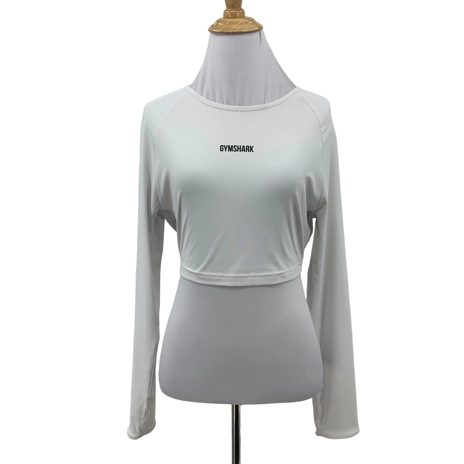 gymshark cropped long sleeve thumbholes mesh panel shirt