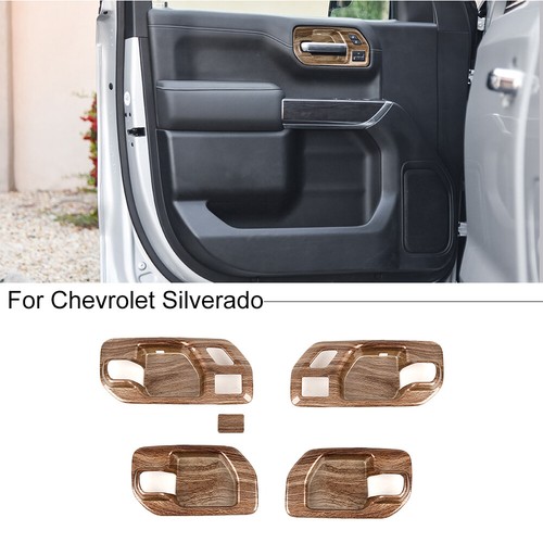 Wood Grain Inner Door Handle Bowl Cover Trim Bezels For Chevry Silverado 2019-22 - Picture 2 of 11