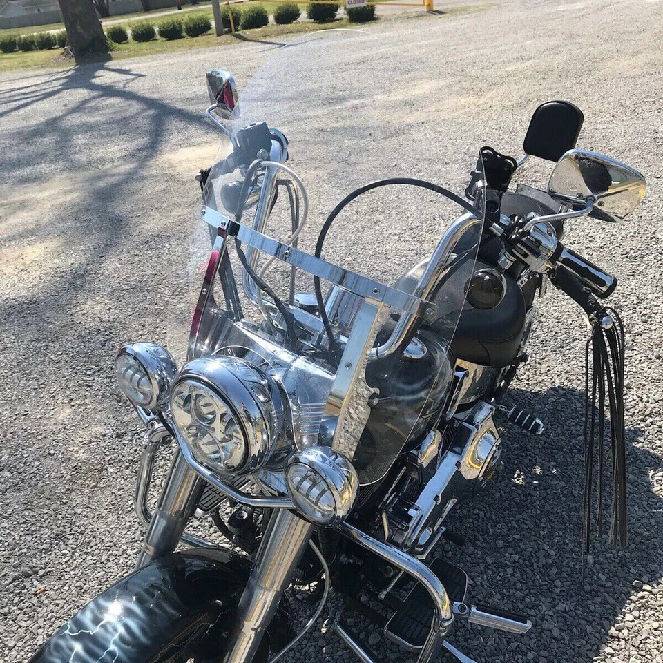 Detachable Clear Windshield For Harley Classic Fat Boy Heritage Softail 00-17 - Image 2 of 4
