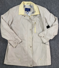 Macintosh Jacket Womens Small Beige Yellow Trim Full Zip New England