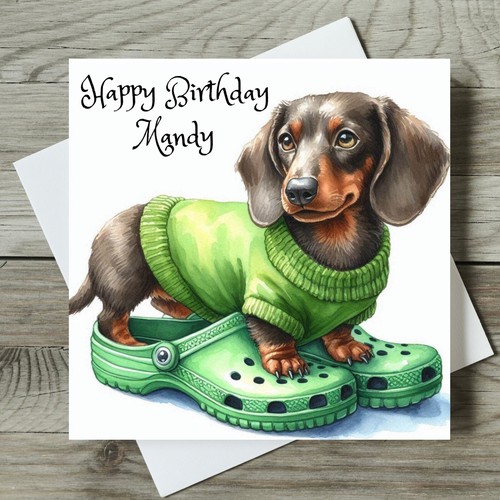 Personalised Pet Birthday Card Funny DOG Mum Dad Friend Dachshund Sausage Dog - Picture 2 of 2