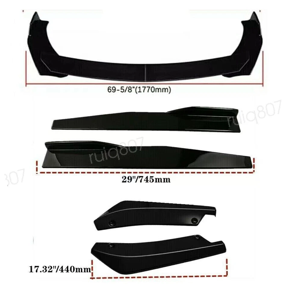 For Acura CSX Gloss Front Rear Bumper Lip SpoilerSplitter Body Kit 29"Side Skirt - Изображение 3 из 4