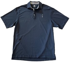 FJ Footjoy Polo Shirt Men's Size Large Navy Blue Short Sleeve Golf Performance