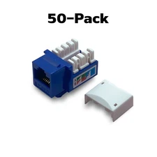 50 x CAT6 Keystone Jack Blue Ethernet 110 Punch Down 8P8P RJ45