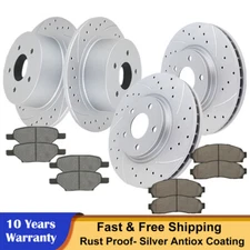 Front & Rear Drilled Rotors + Brake Pads for Chevy Cobalt Malibu Pontiac G6 G5