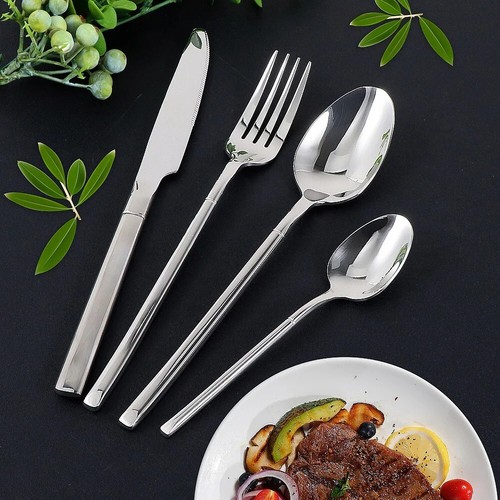 4Pcs Dinnerware Cutlery Steak Knife Spoon Fork Set Tea Stainless Steel Utensils