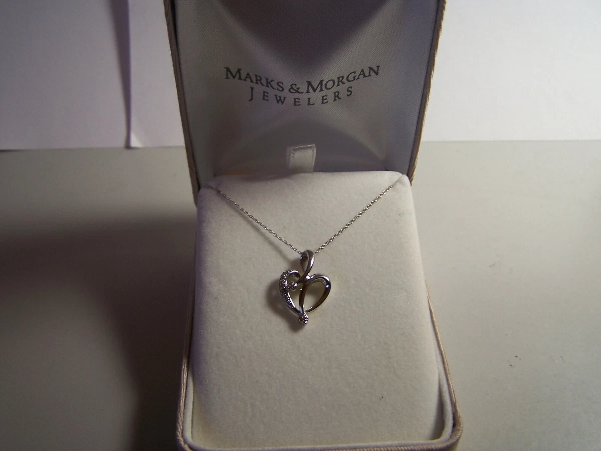 NEW MARKS MORGAN JEWELERS 10 KT WG DIAMOND OPEN HEART PENDANT