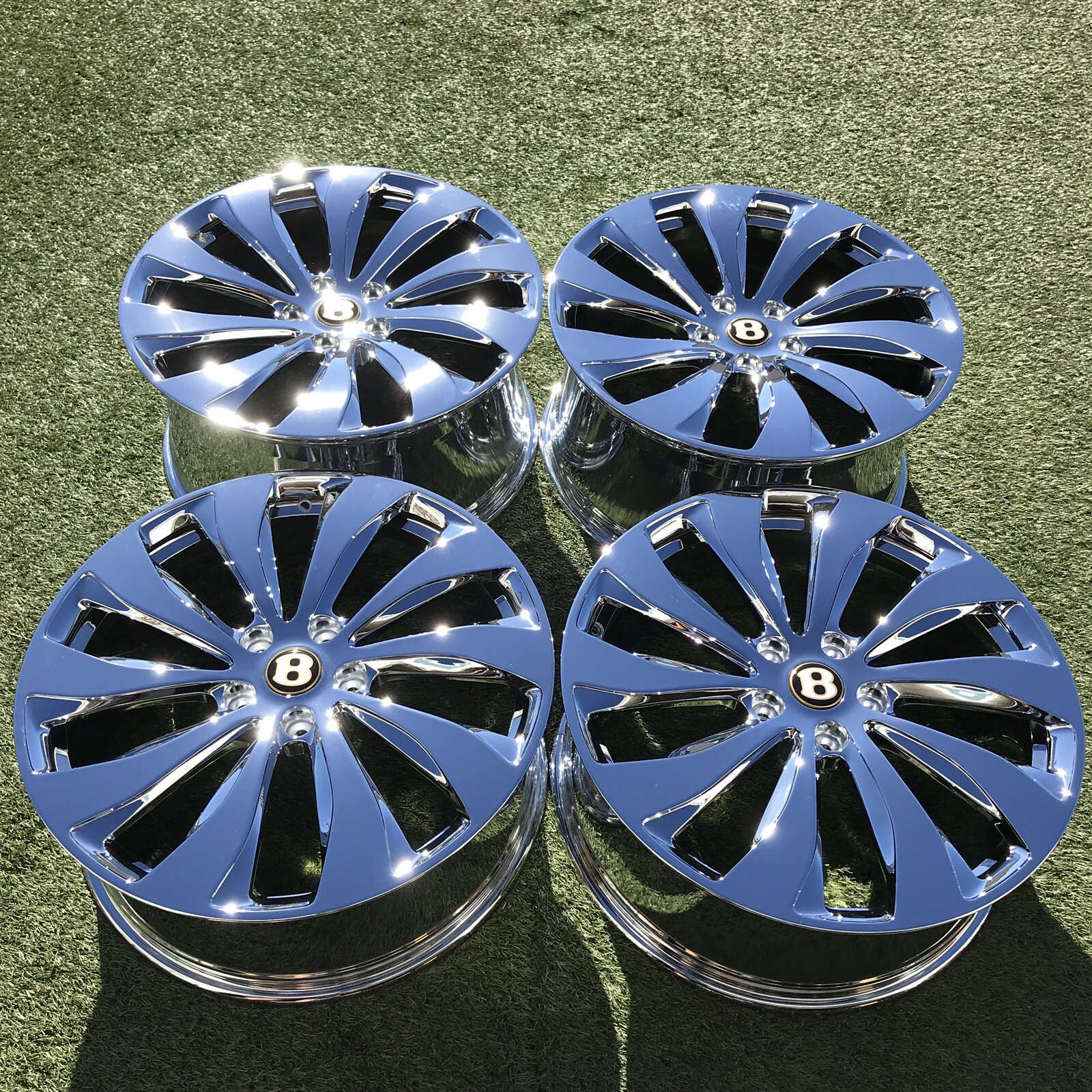 22" BENTLEY CONTINENTAL GT FLYING SPUR  RIMS WHEELS CHROME RIMS OEM GENUINE SET 