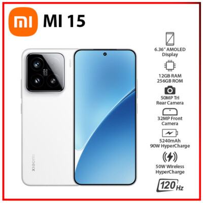 (New) Xiaomi 15 5G 12GB+256GB WHITE Dual SIM Unlocked Android Cell Phone