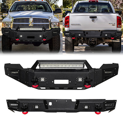 Vijay For 2002-2005 Dodge Ram 1500 Steel Front/Rear Bumper W/Winch Plate&Lights