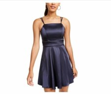 Sequin Hearts Juniors' Satin Fit & Flare Dress cocktail party night party brides