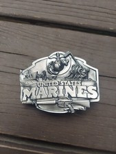 Vintage 1987 USMC Marine Corps Brass Belt Buckle by Siskiyou made in USA