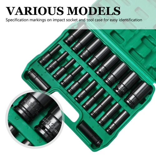 20 Tlg Schlagschrauber Nüsse Sw 8-32 Mm Kraft Steckschlüssel Nuss-Set 1/2 Zoll - Bild 7 von 11