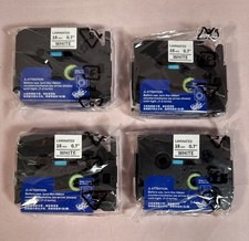 FOUR 4 Tz Tape 18mm 0.7 Laminated Black On White for TZe-241 TZe Ptouch Tape
