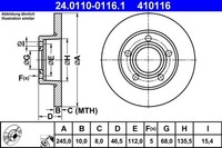 2X ATE Bremsscheibe 24.0110-0116.1 FüR Audi