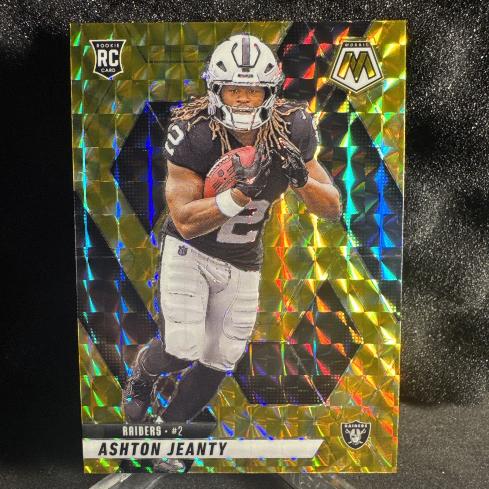 2025 Mosaic🔥Ashton Jeanty #345🔥Yellow Reactive Rookie🔥 Raiders RC