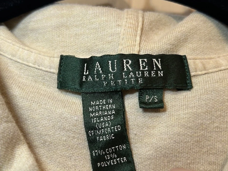 Ralph Lauren Womens Petite Small Light Brown Hooded Button Up Jacket Hoodie PS - Image 2 of 4