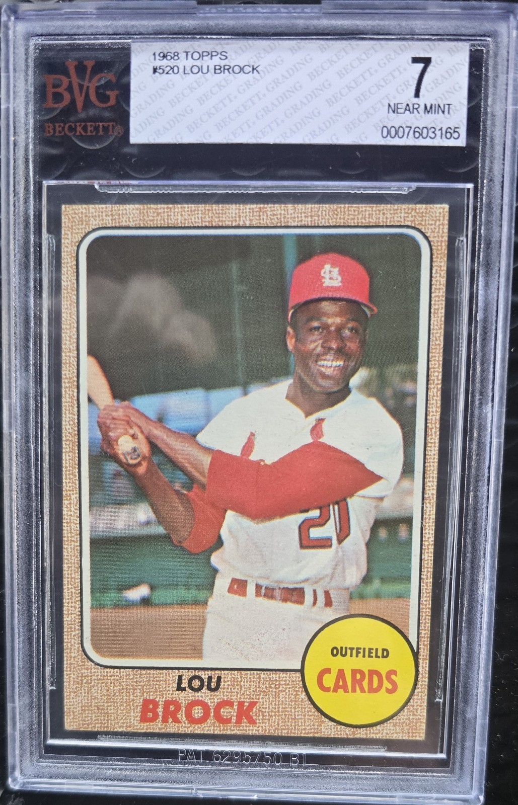 Lou Brock St Louis Cardinals 1968 Topps #520 BVG 7 NEAR MINT