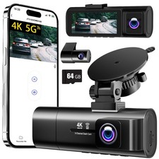 3 Channel 4K Dash Cam for Car - Front  Rear, Night Vision, Parking Monitor WDR