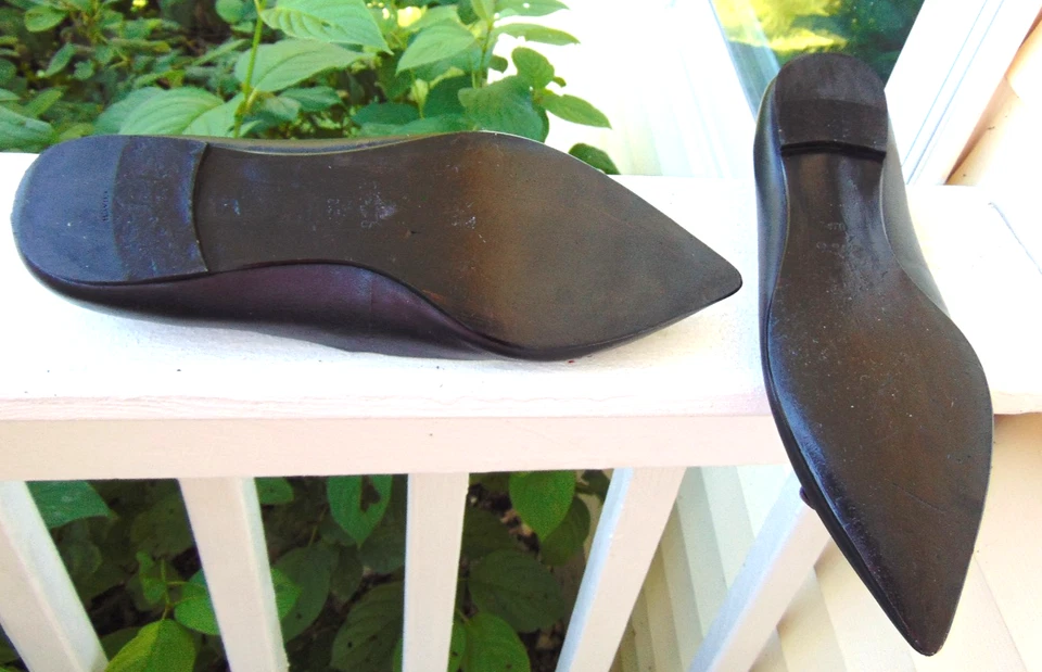 COACH FG1862 WOMENS BLACK RED LEATHER POINTY TOE FLAT SHOES TEA TREE FLOWER~9.5B - Image 3 of 4