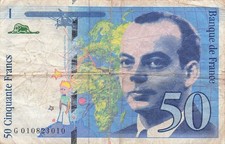 France  50  Francs  1993  Series  G  Circulated Banknote GG 6