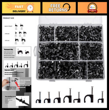 700 Pcs Cable Clips with Steel Nails - Black Wire Staples for 4/5/6/8/10mm Cords