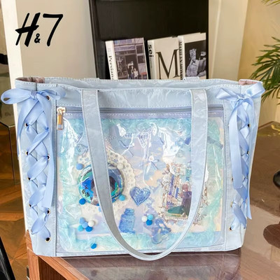 New Versatile Fashion Ribbon Itabag Large Capacity Green Large Food Anime Millet