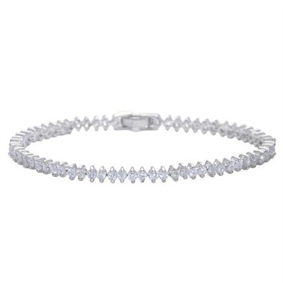Silber Sterling Silber Armband 925 Marquise Zirkonia Tennis Box Verschluss