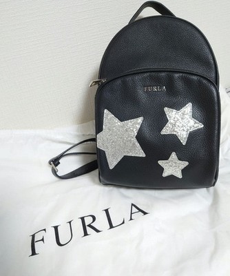 FURLA Limited Star Backpack Black Leather Silver Star US TAX Includ