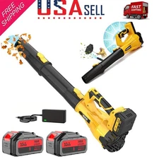 Cordless Leaf Blower 580CFM/160MPH & 6 Speed Levels Electric w/2 Batteries 4.0Ah