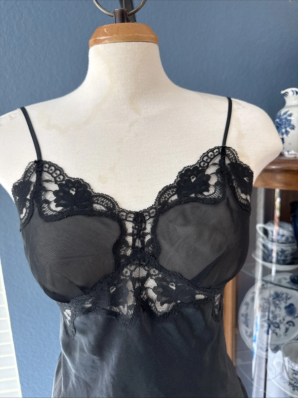 UNDERCOVER Raro abito slip vintage y2k taglia S nero victoria secret pizzo busto trasparente