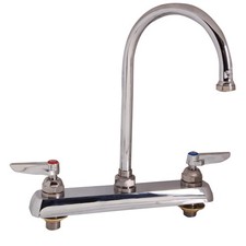 T S Brass B1142 8 in Deck Mount Faucet w/ 6 in Gooseneck Spout