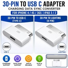 30-Pin To USB C Adapter Charging Data SyncConverter for IPhone 4 4S 3GS IPad 3 2
