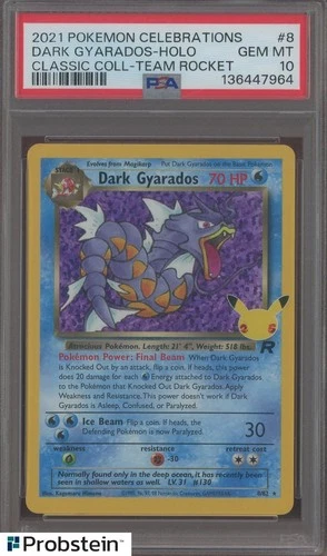2021 Pokemon Celebrations Team Rocket #8 Dark Gyarados Holo PSA 10 GEM MINT